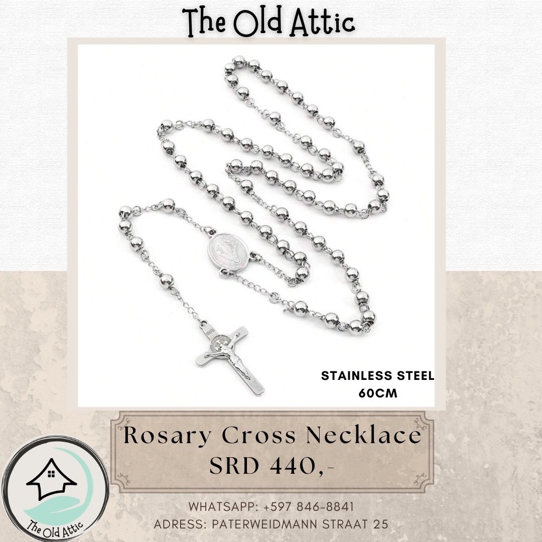 Silver Rosary cross necklace 