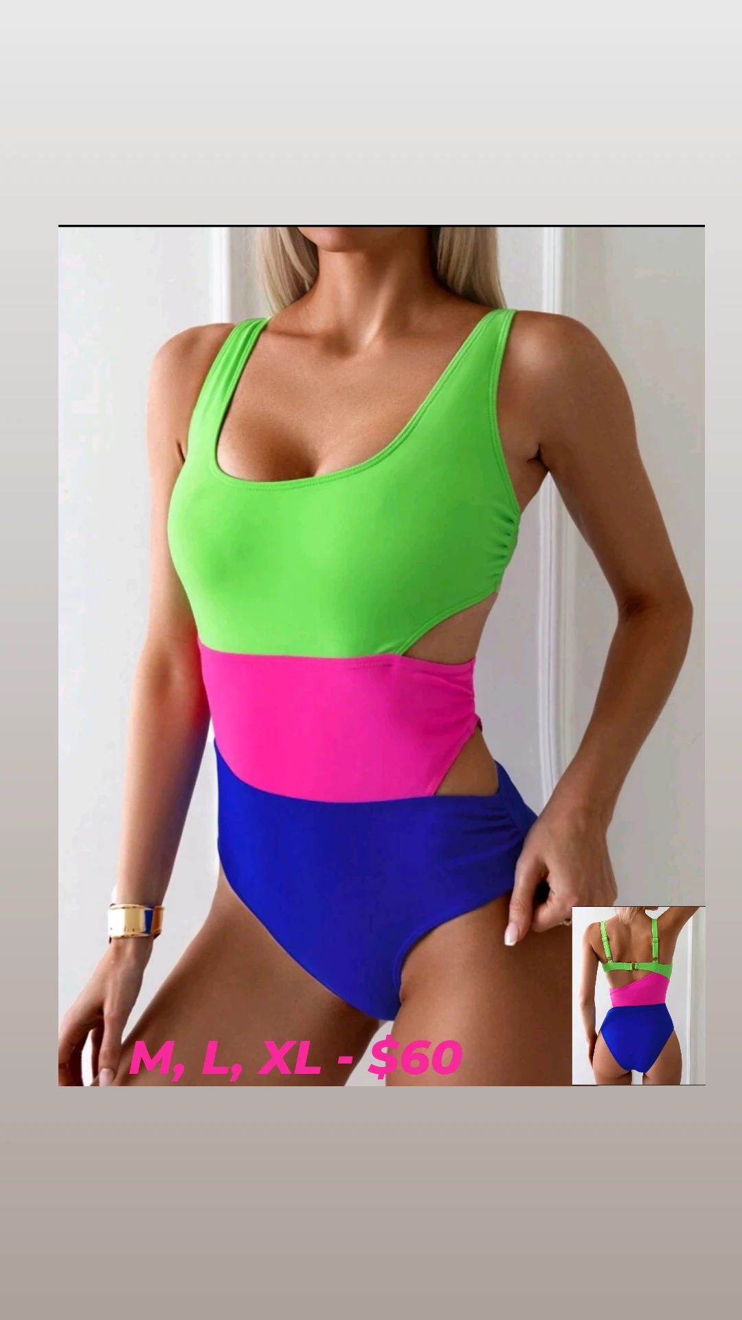 Blue/Pink/Green One Piece Swimsuit