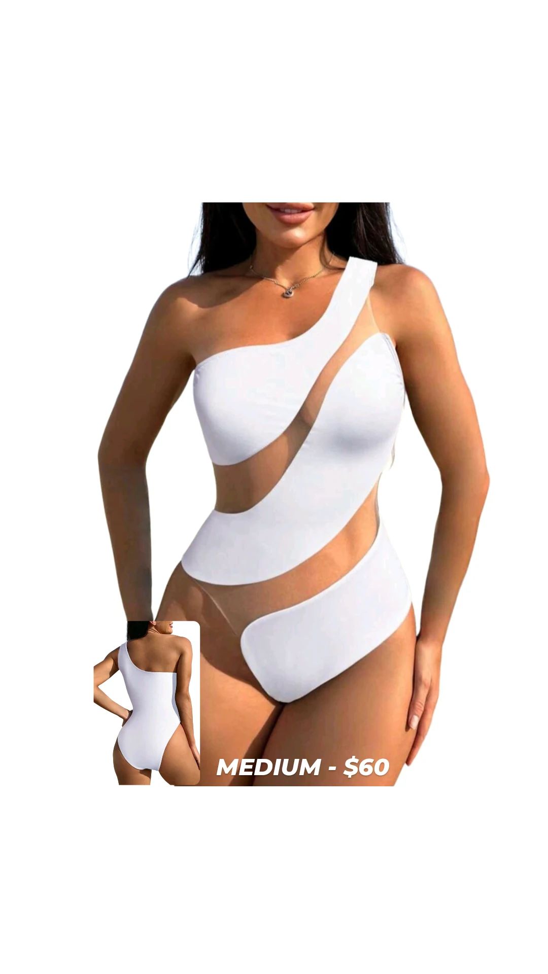 White Mesh One Piece Swimsuit