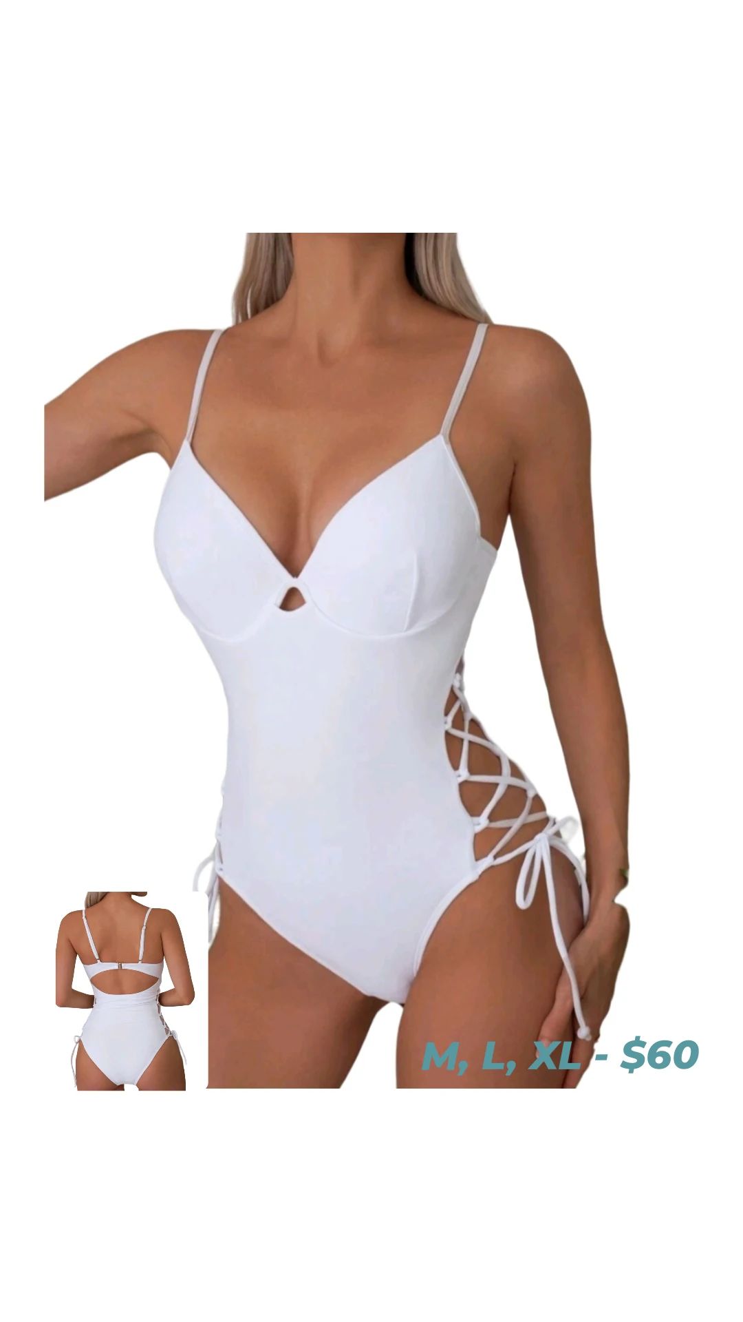 White Side Lace One Piece Swimsuit