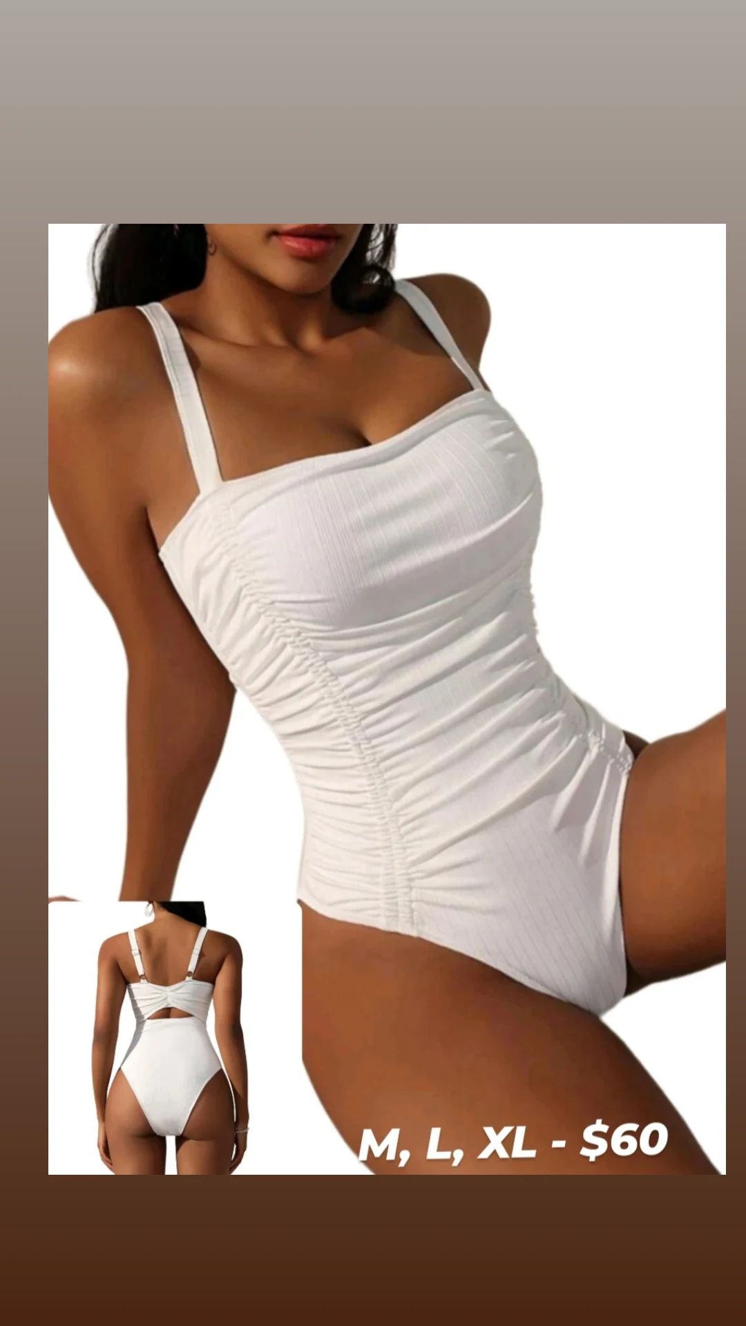 White Solid One Piece Swimsuit 