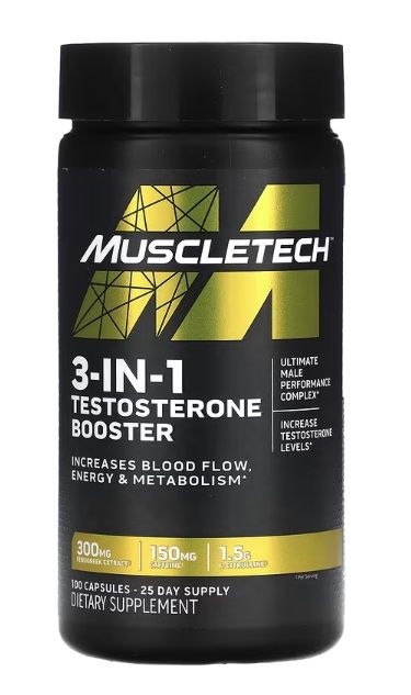 MUSCLETECH 3-IN-1 TESTOSTERONE BOOSTER 100 CAPSULES