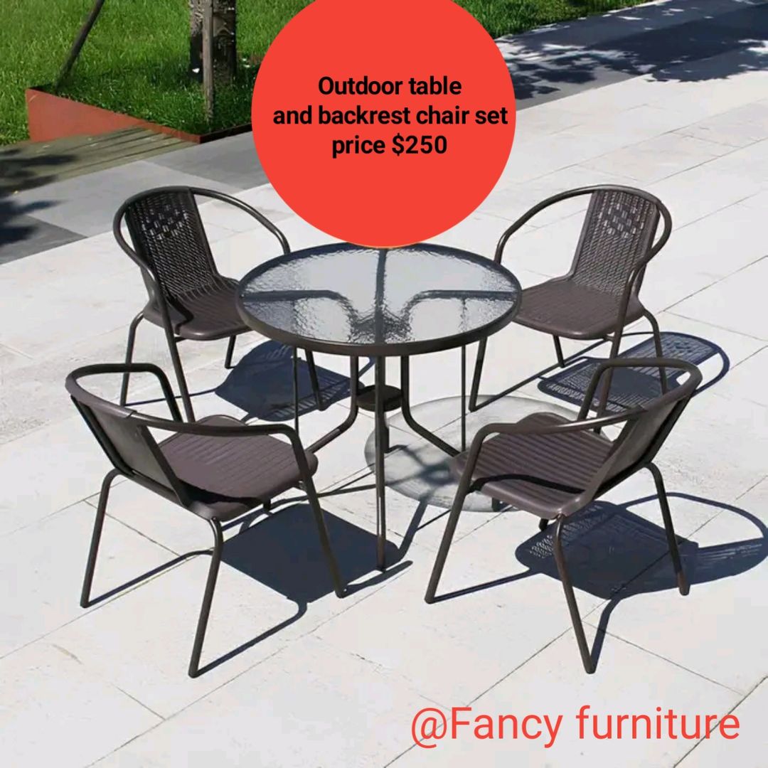 OUTDOOR TABLE AND BACKREST CHAIR SET