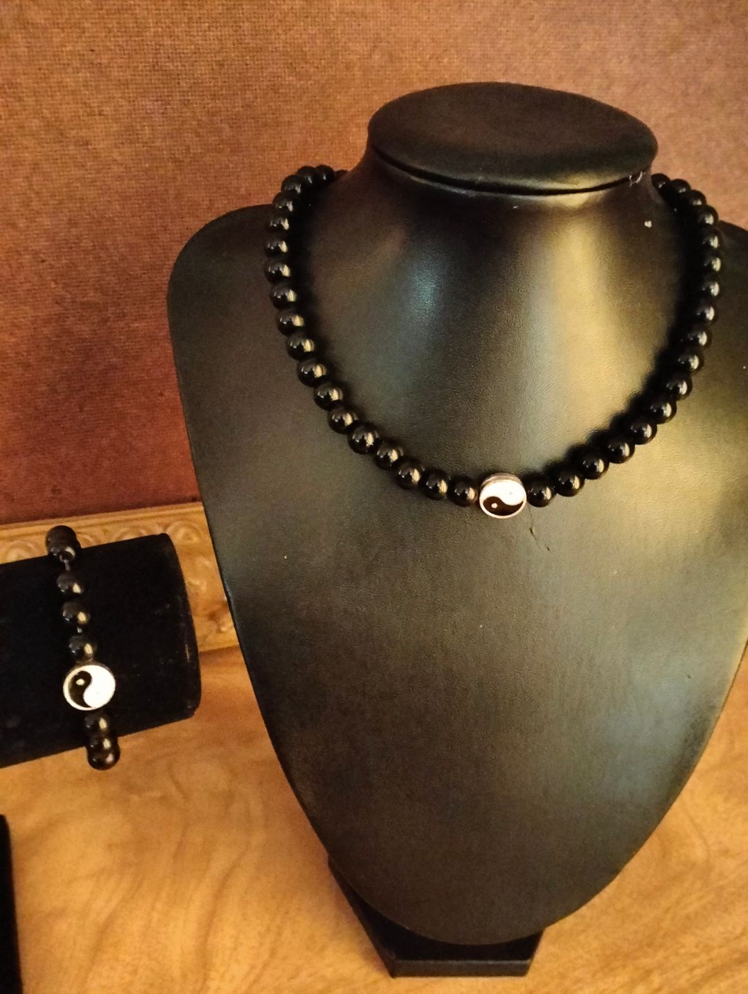 Pearl yingyang necklace and bracelet set 