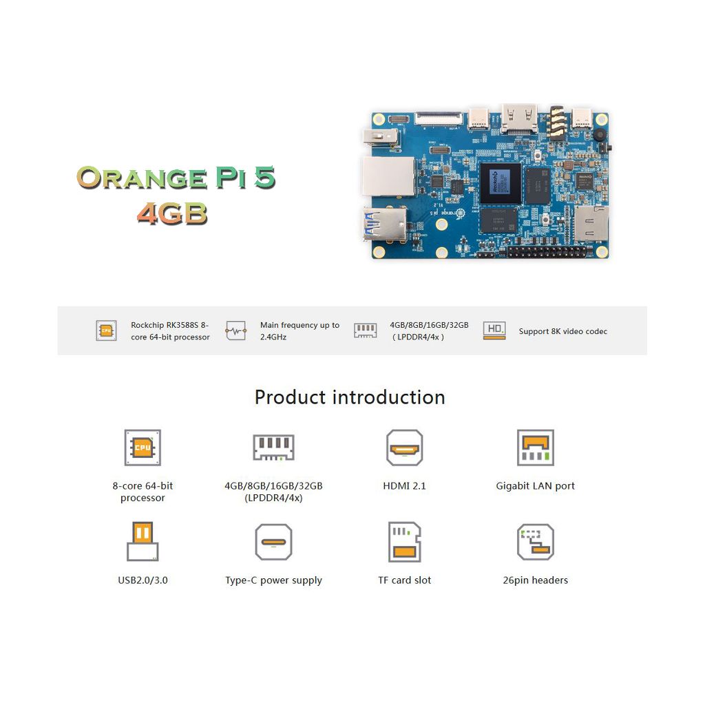 Orange Pi 5 with 8-core 64-bit processor 4GB / 8GB RAM for Piso Wifi Vendo