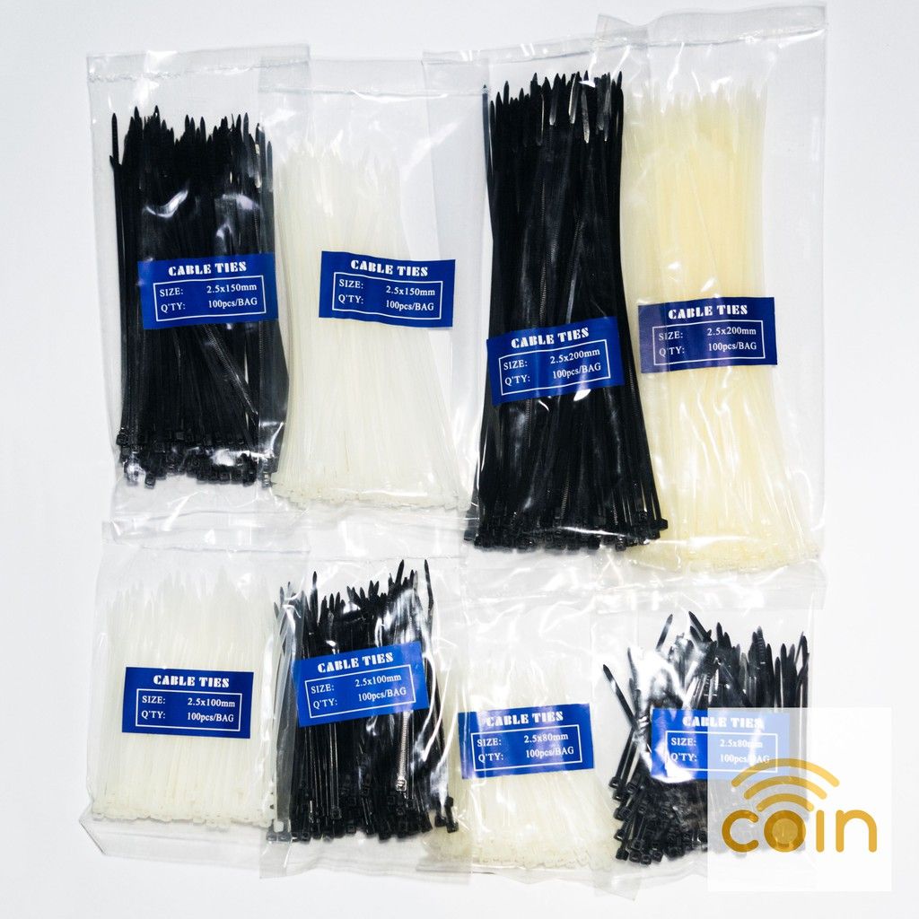 B&W Nylon Cable Ties 2.5 x 80, 100, 150, 200mm (100pcs)