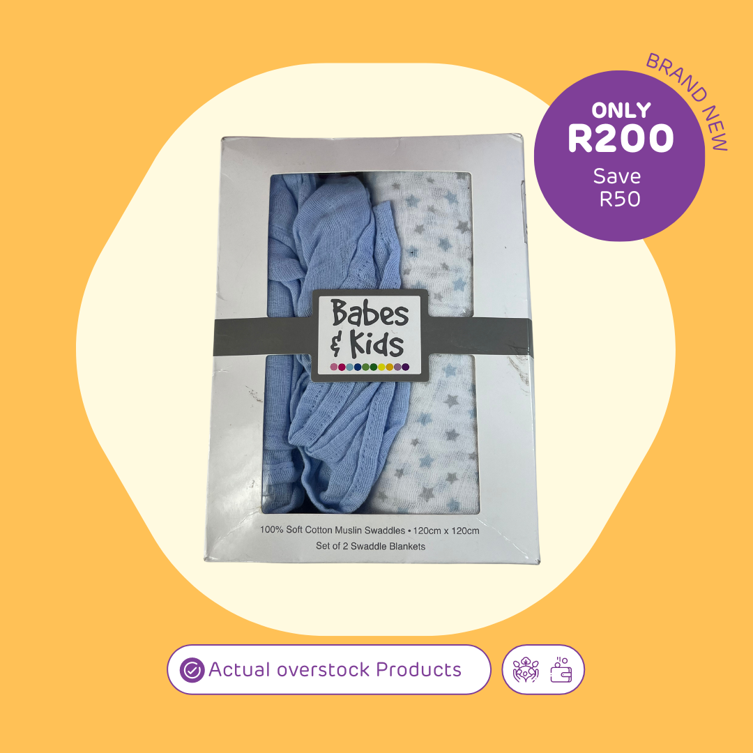 100% Soft Cotton Muslin Set of 2 Swaddle Blankets