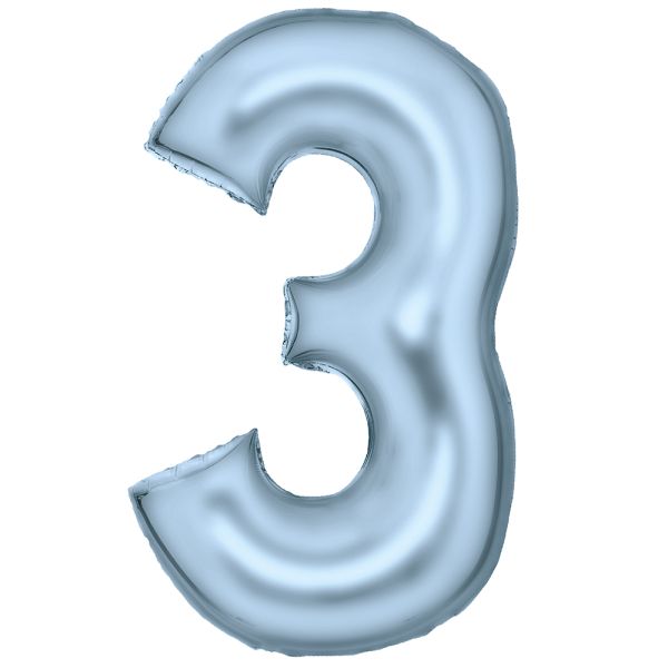 Number 3 Silk Pastel Blue Amscan SuperShape Foil Balloons