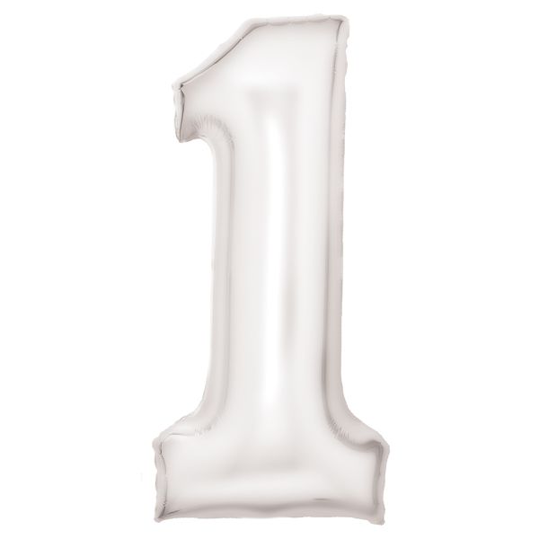 Number 1 Silk White Amscan SuperShape Foil Balloons