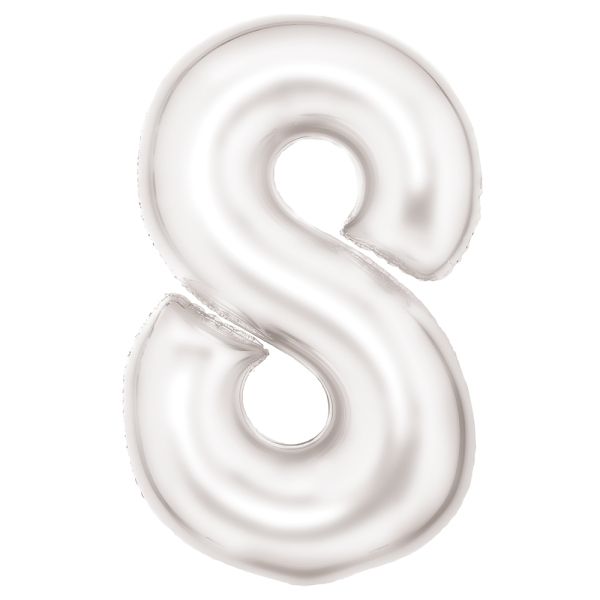Number 8 Silk White Amscan SuperShape Foil Balloons
