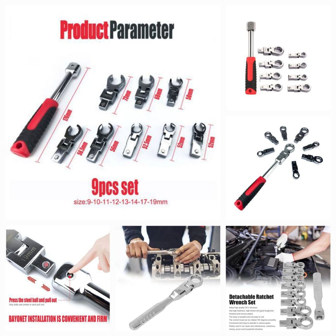 ⚖️P.FM-3. 9-Piece Flexible Ratcheting Wrench Set FM-3