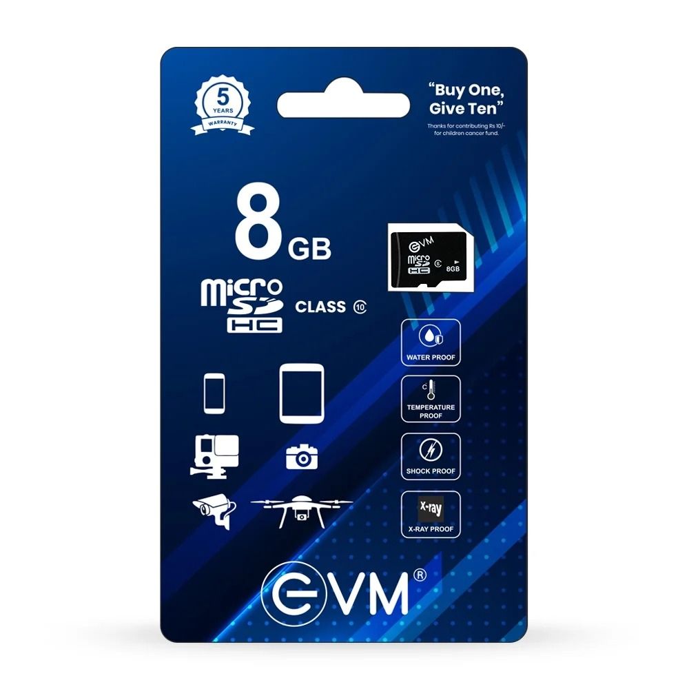 EVM 8GB Micro SD Class10 (EVMTF/8GBCL10) Memory Card With Bill