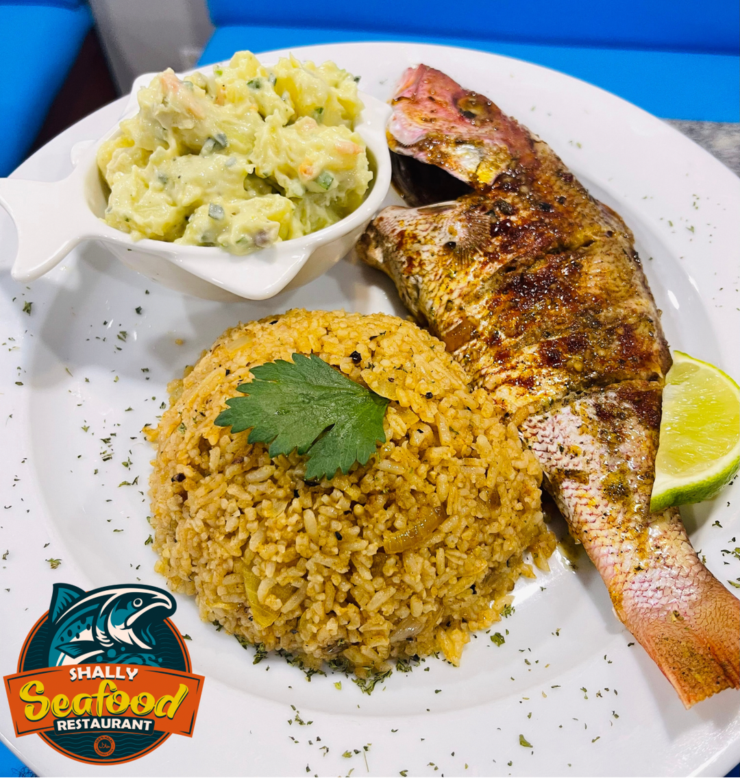 Lunch Special - Snapper with Cajun Rice & Potato Salad