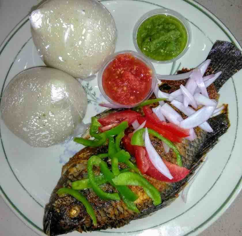 Banku with grilled tilapia 