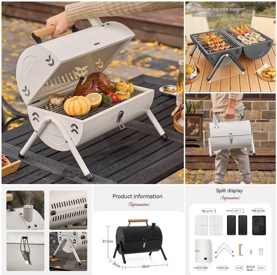 ⚖️C.HZ-22. Portable Foldable Double-Sided BBQ Grill.