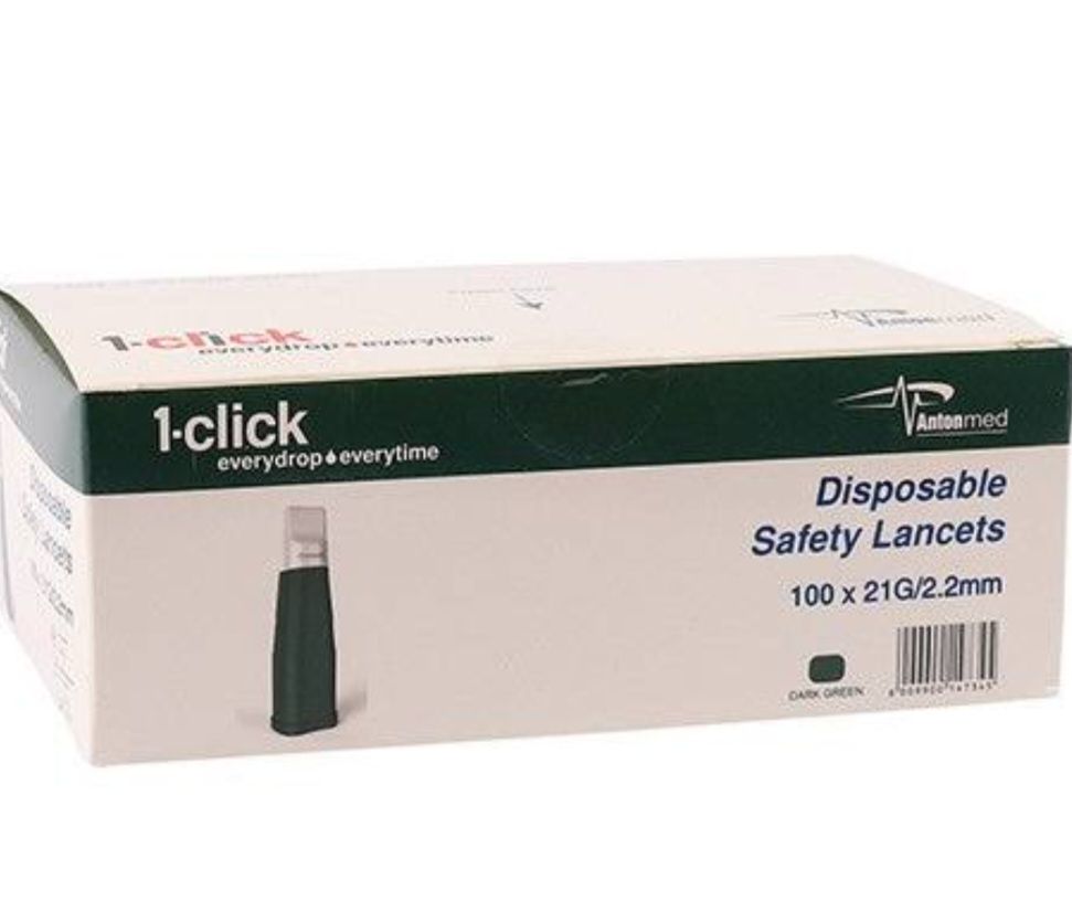 Safety Lancets 21G Box of 100