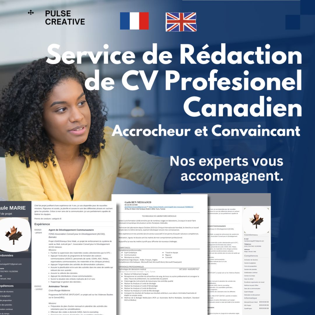 Rédaction de CV professionnel adapté aux normes Canadiennes 