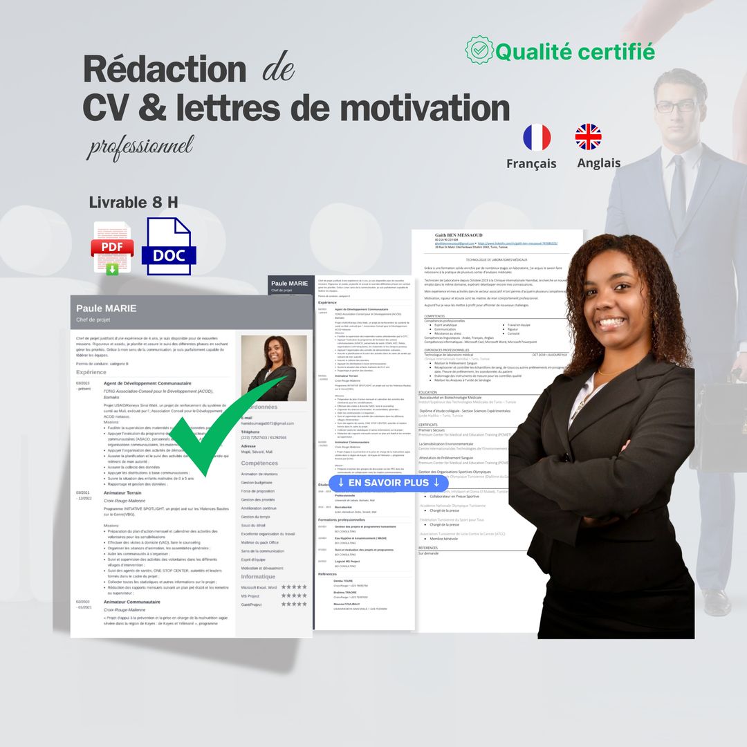 Optimisez Votre Profil Professionnel: Service de Rédaction de CV professionnel Accrocheur et Convaincant 