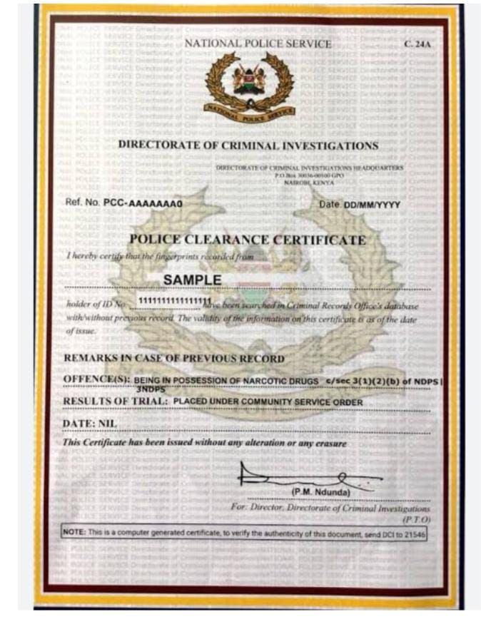 Certificate of Good Conduct