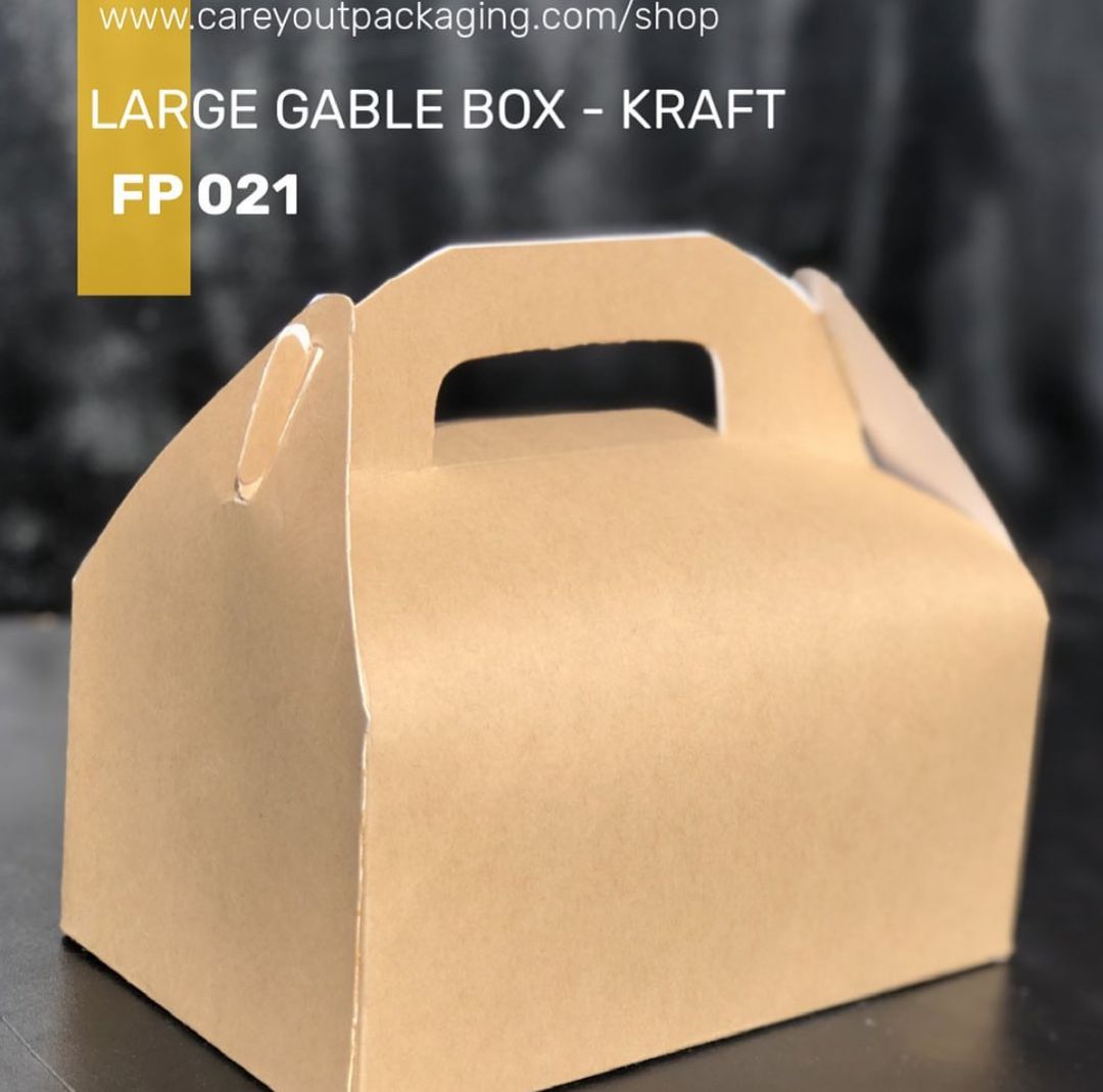 KRAFT BROWN LARGE TAKEOUT GABLE BOXES  - EXTRA DURABLE / 380GSM