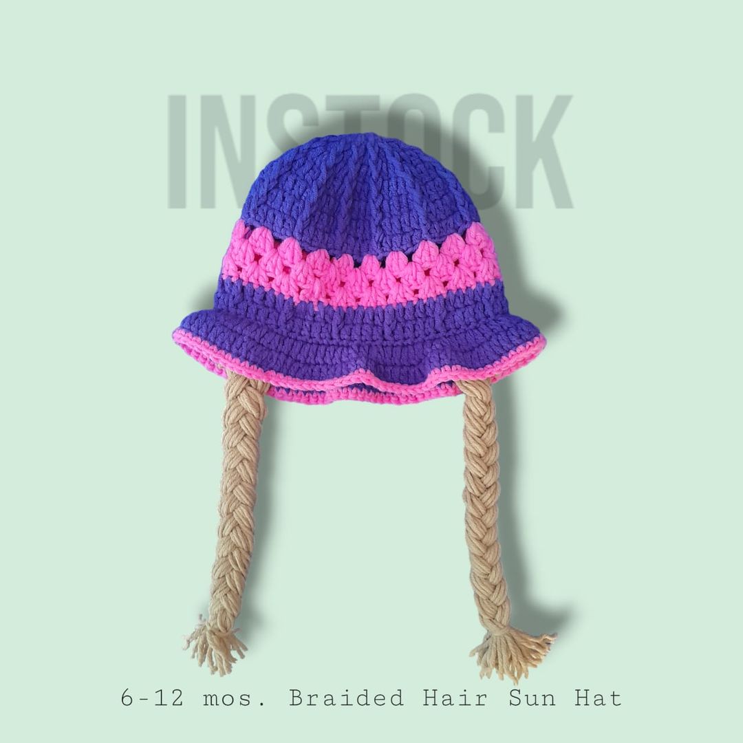 [INSTOCK] 6-12 mos. Braided Hair Sun Hat