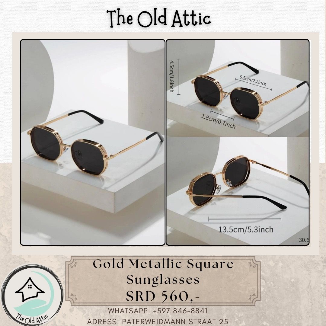 Gold metallic square sunglasses 