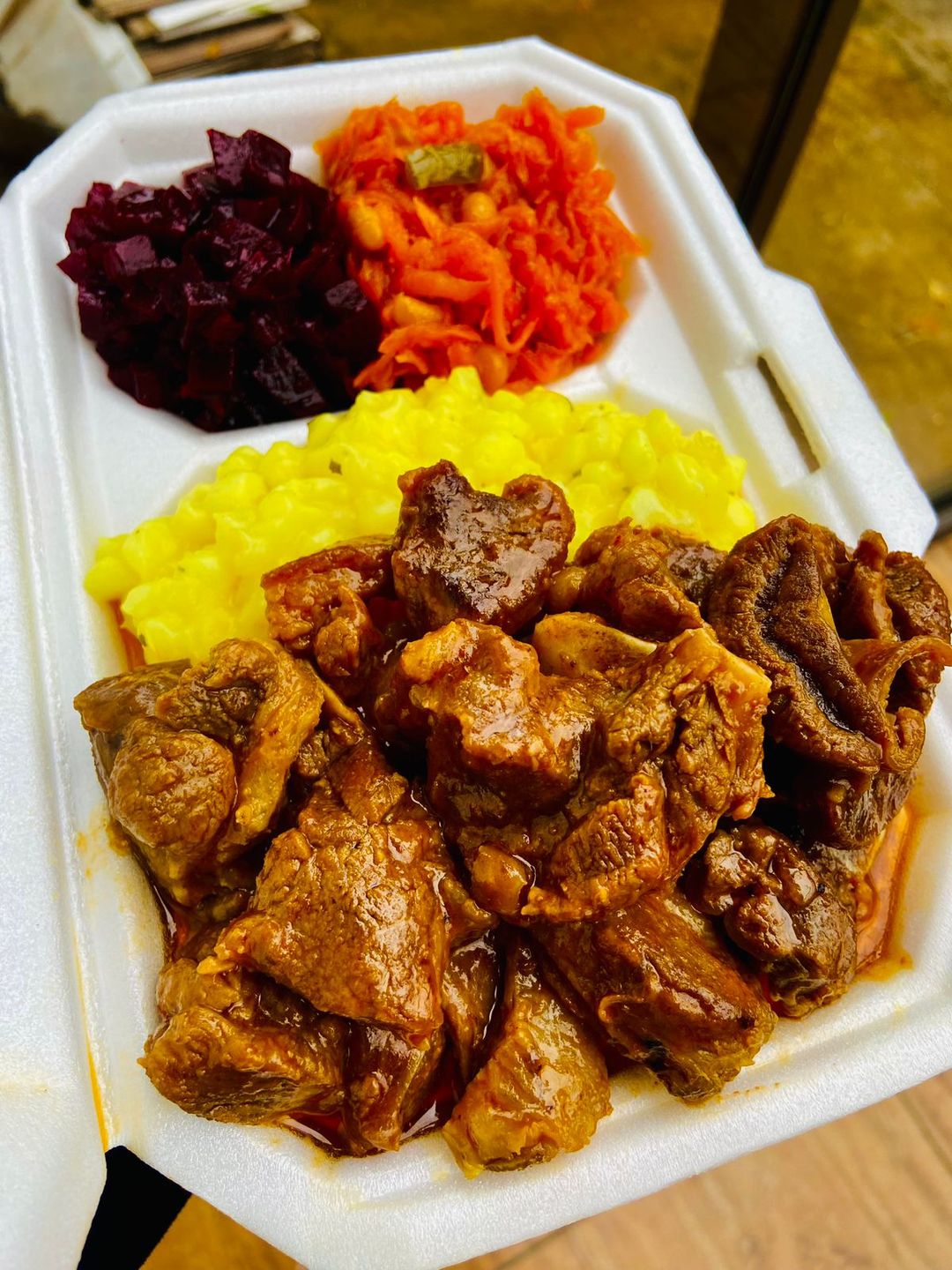 Creamy Samp served with Stew & 3 Sides