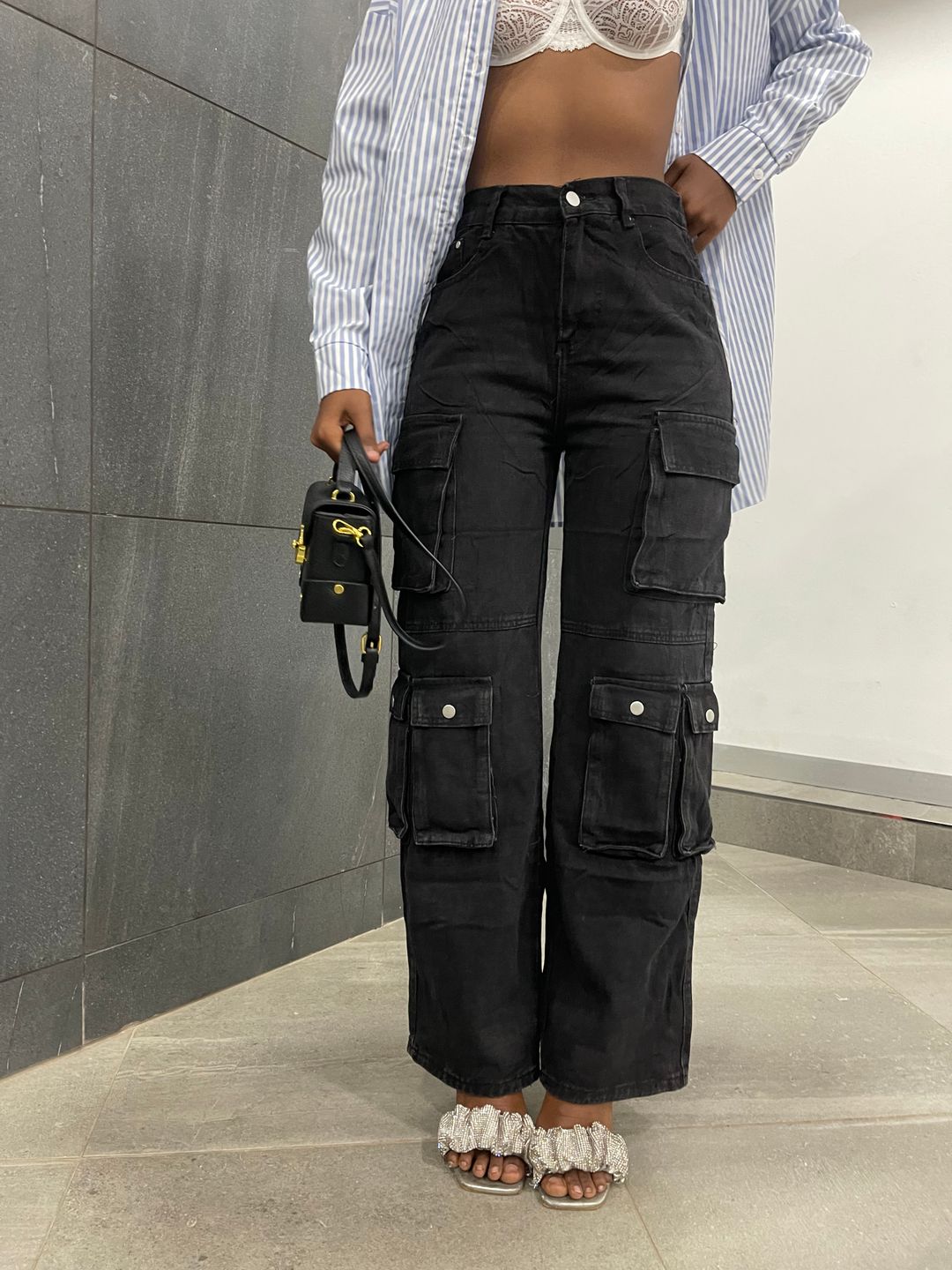 Black Denim cargo pants