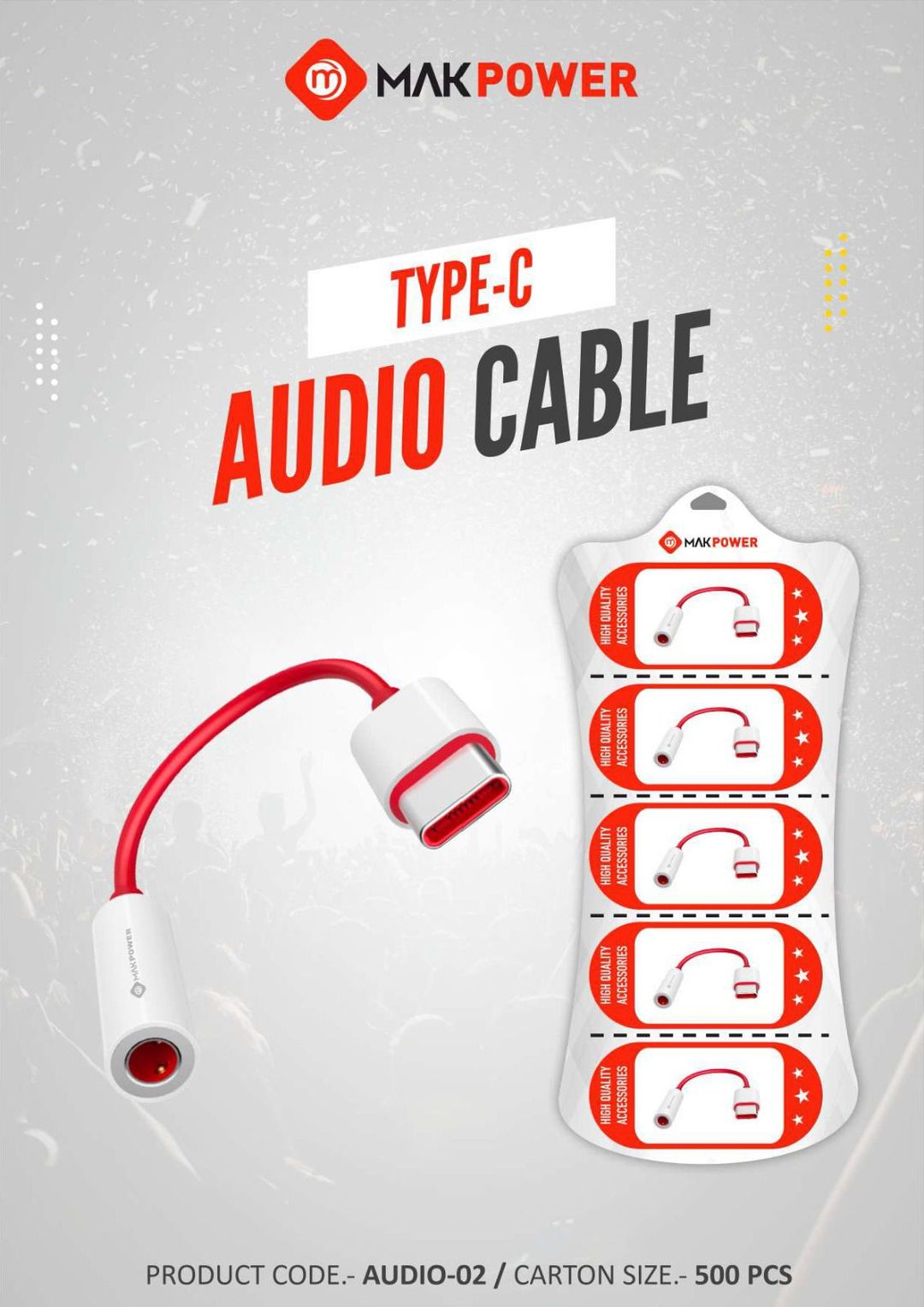 Mak Power Type-C to Audio Cable - Set of 5