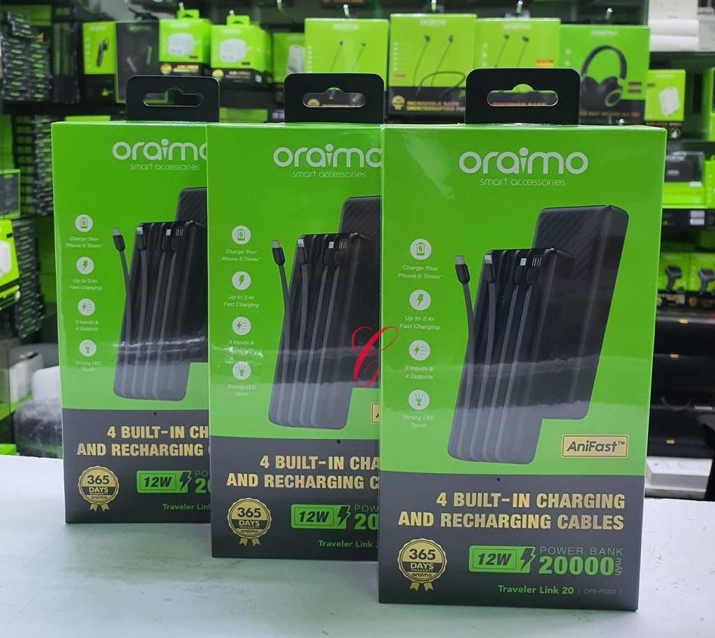 Oraimo 20000mAh avec 4 cordons 