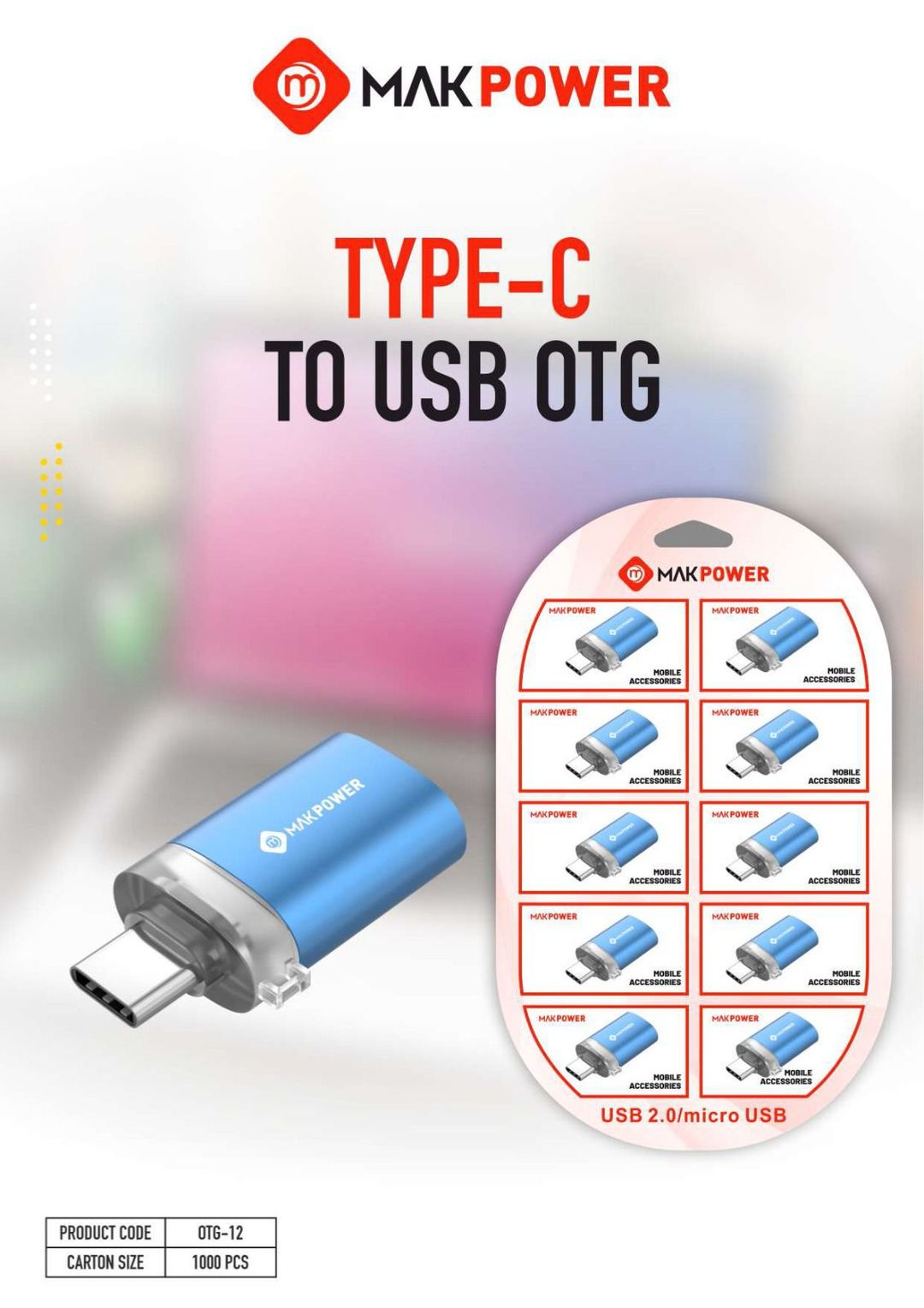 Mak Power Type-C to USB OTG Connector (Set of 10)