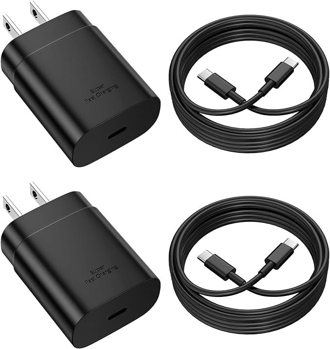 Samsung PD Fast Charger 25W 3 Pin + USB-C to USB-C Cable 