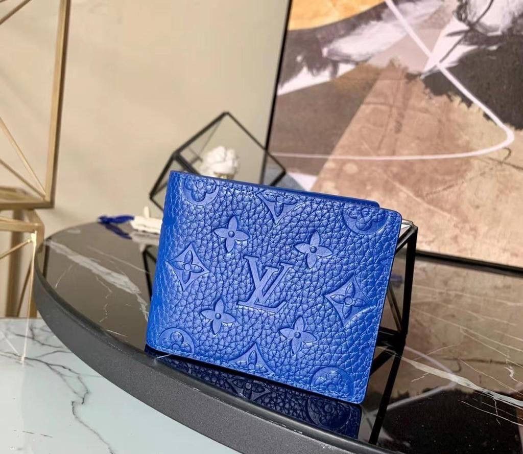 LOUIS VUITTON Blue Taurillon Leather Slender Wallet