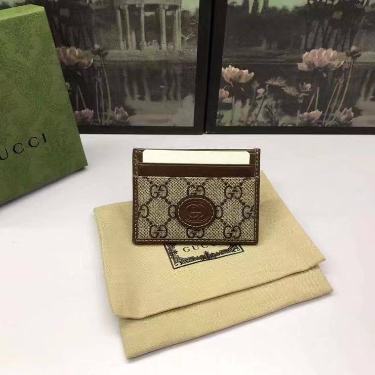 GUCCI GG Supreme Monogram Azalea Calfskin Retro Interlocking G Card Holder