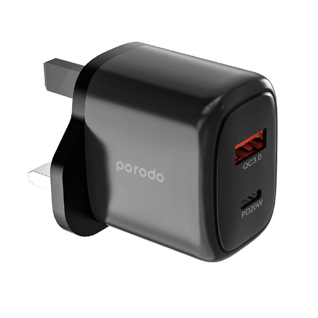 Porodo 20W + QC USB-A+C Charger UK 