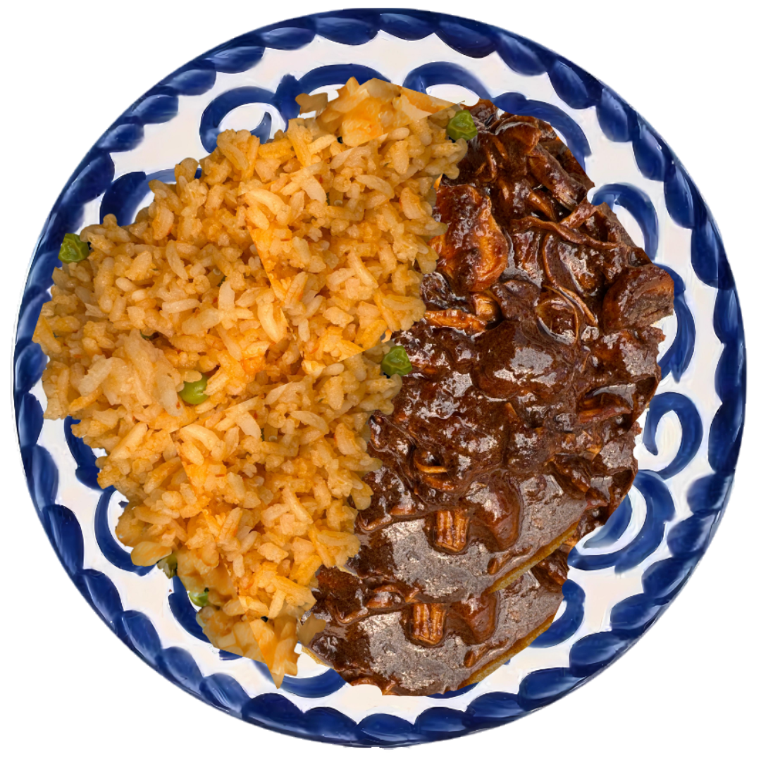 Orden de Mole rojo con arroz rojo