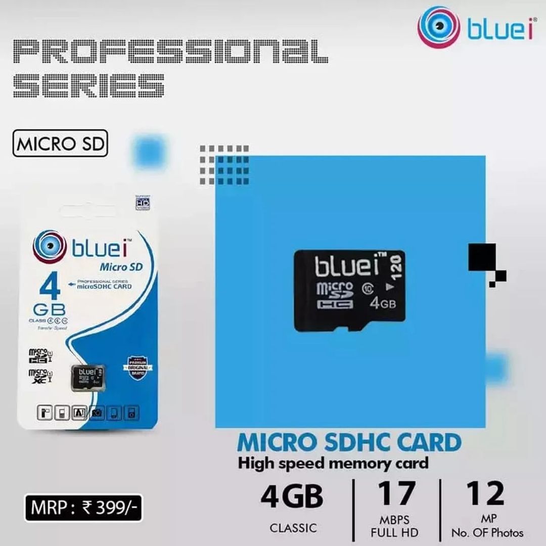 Bluei 4 GB Memory Card (With 6 + 3 Months Warranty)