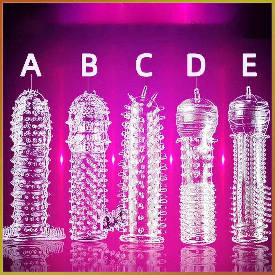 Penis Cock Ring for Male Sheath Reusable  Condom Ribbed Stimulate Ejaculation Delay Penis Sleeve Sex Toys