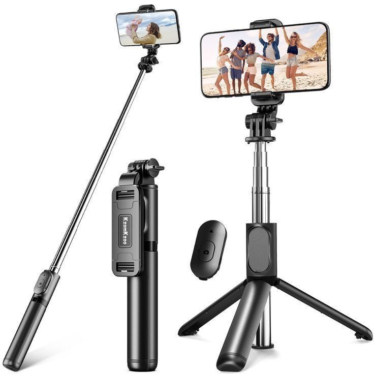 Canne a Selfie Tripod avec télécommande Bluetooth et lumière 