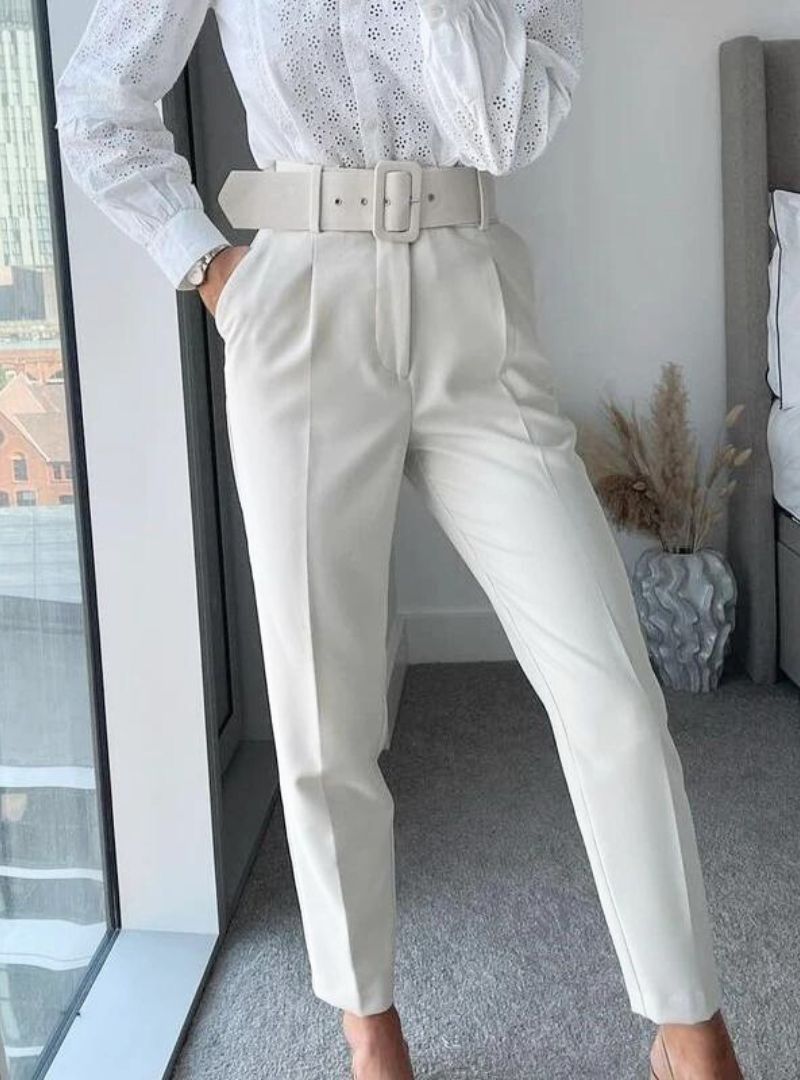 Belted high waist formal pants