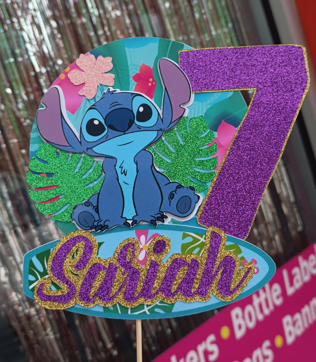 Personalized Flat Topper with Glitter