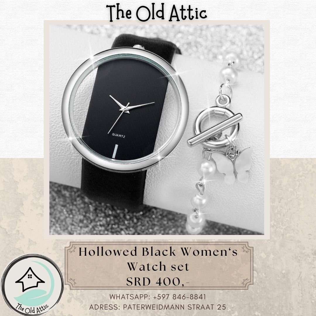 Hollowed Black Women's Watch Set