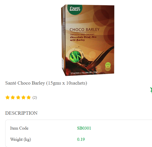 Santé Choco Barley (15gms x 10sachets)