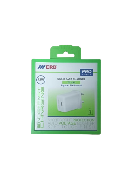 ERD TC-133 33W Type-C Port Fast Charger (PD Charger Dock Only, White)