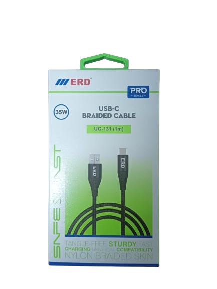 ERD UC-131 Type-C Braided Cable (35W 1Meter Black)