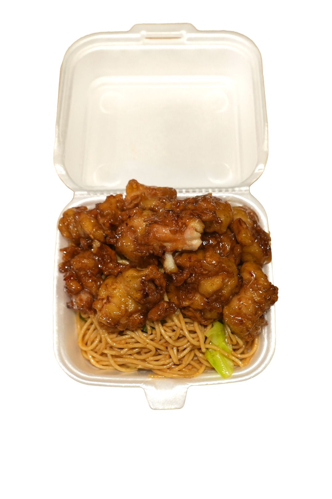 Orange Chicken + Fideo Chow Mein