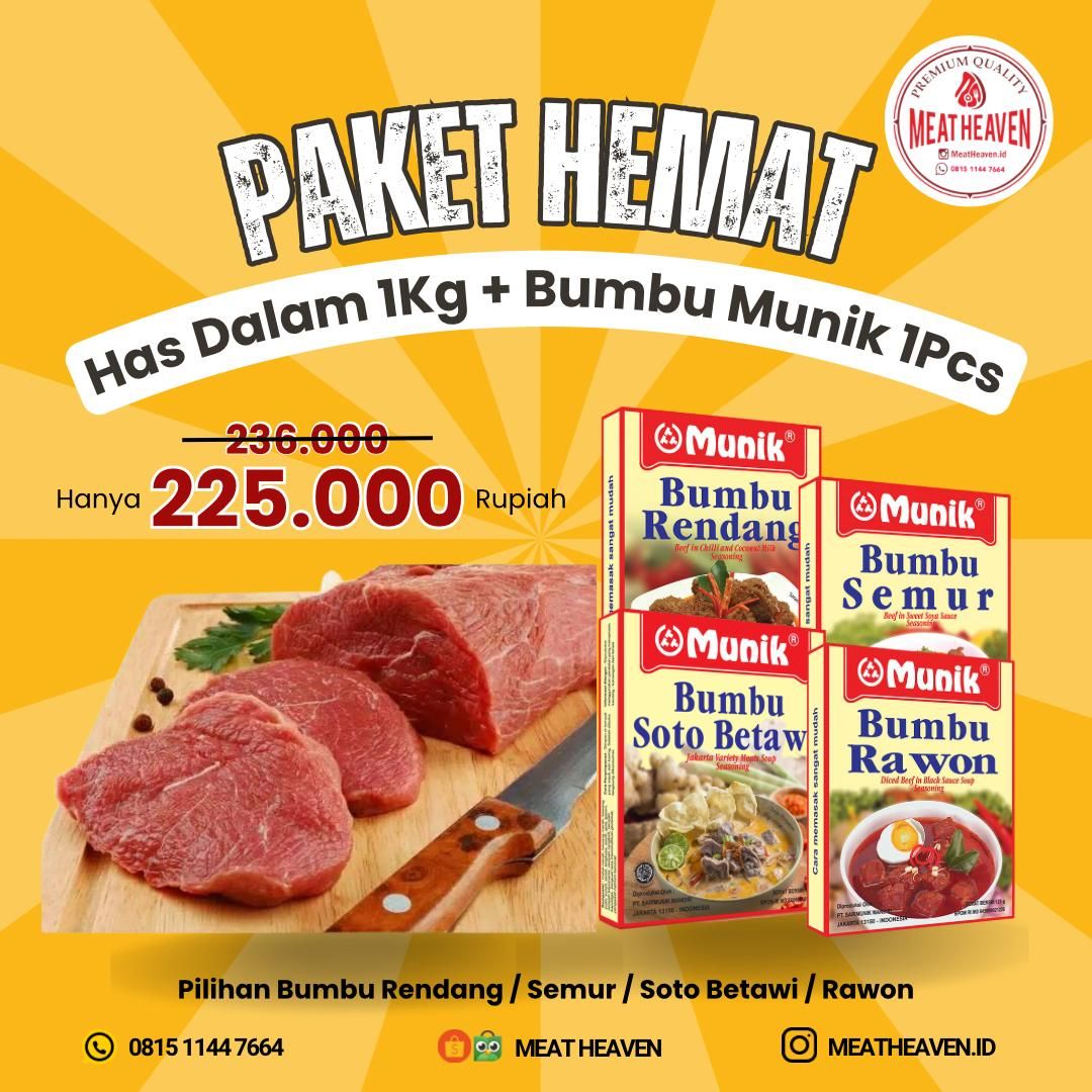 Paket Hemat Has Dalam 1 KG + Bumbu Munik 1 Pcs