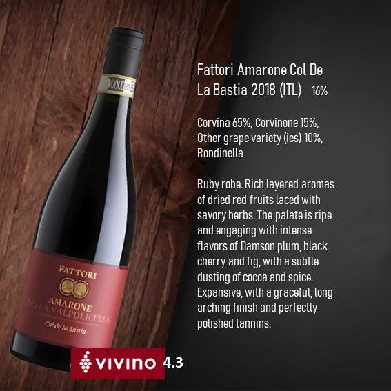 Fattori AMARONE Col De La Bastia 2018 (ITL)