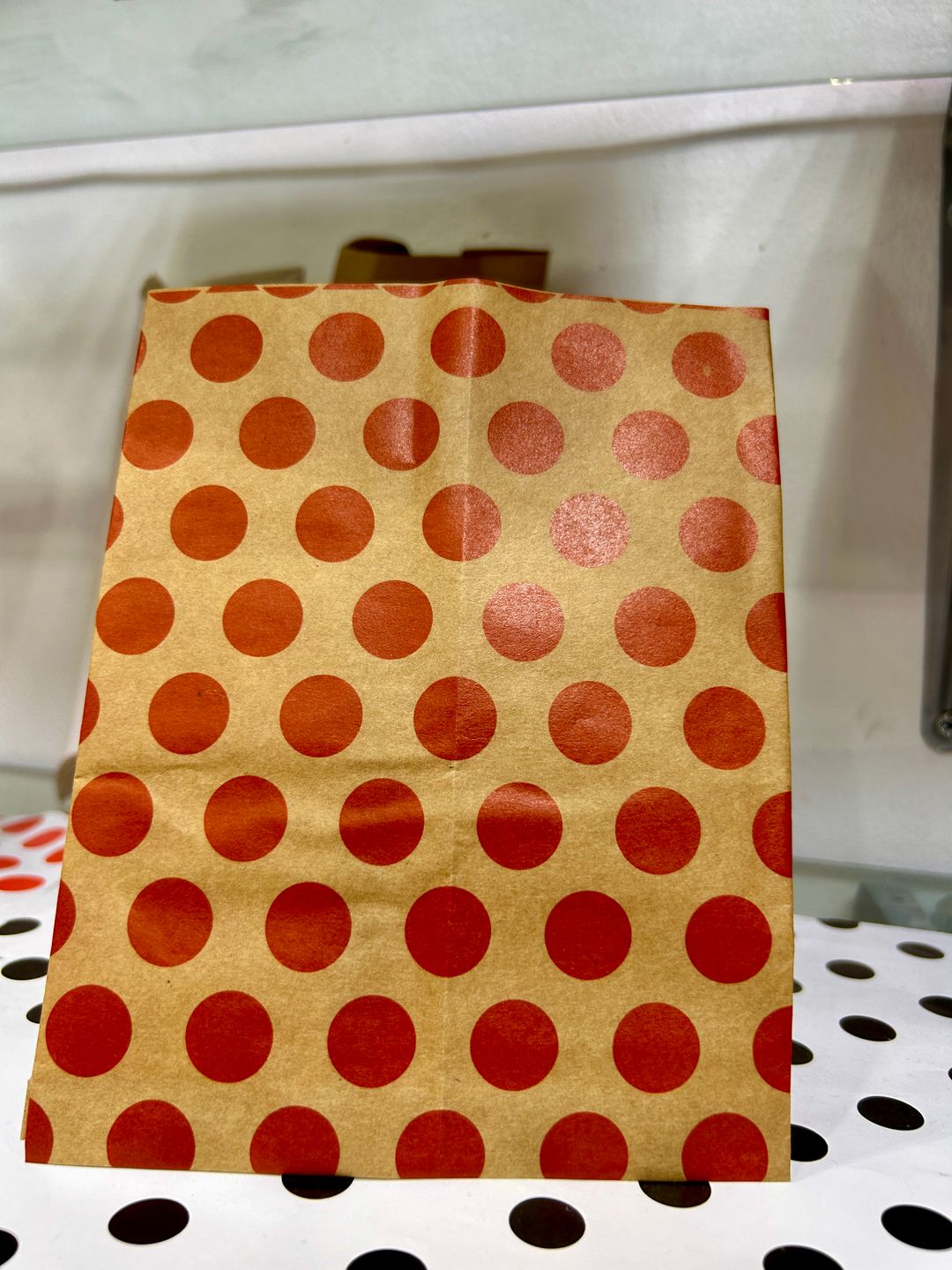 “POLKA DOT” DELI TAKEOUT BAGS - RED & BROWN 