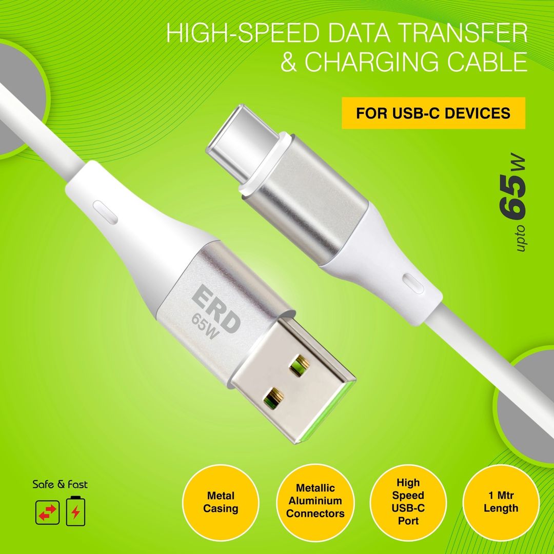 ERD UC-240 Metal Casing Type-C Data Cable, 65Watt